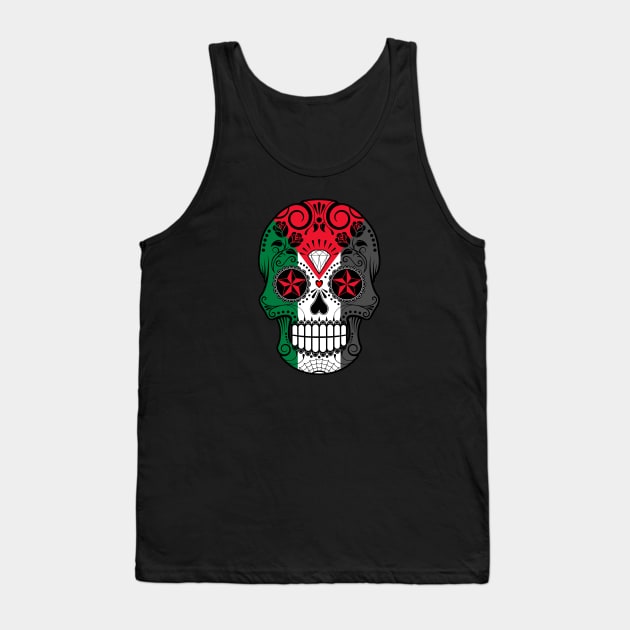 Palestinian Flag Sugar Skull with Roses Tank Top by jeffbartels